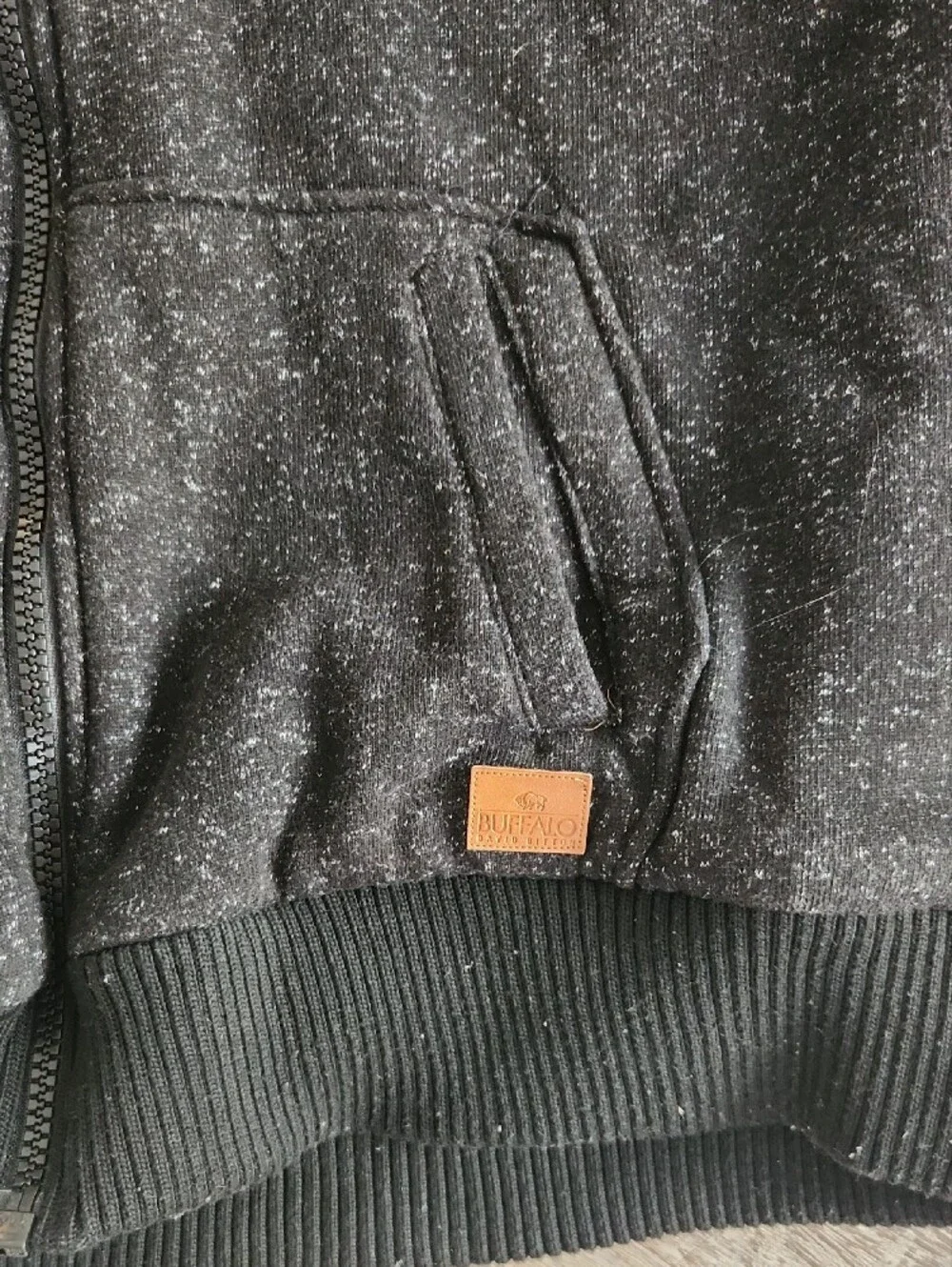 Buffalo David Bitton Men's Black Speckled Hooded Zip Sweater Jacket